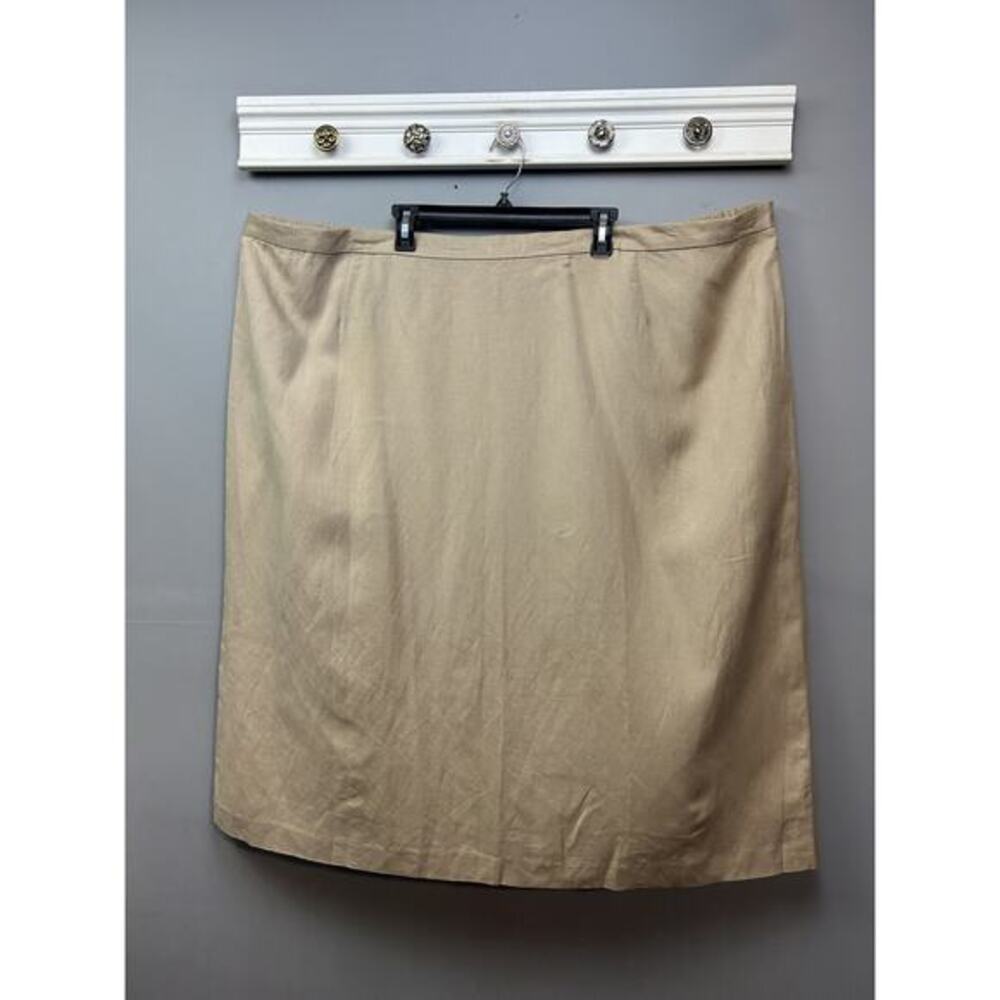 Jessica London Skirt Womens 38 Beige Linen Blend‎ Lined Career Workwear Classic